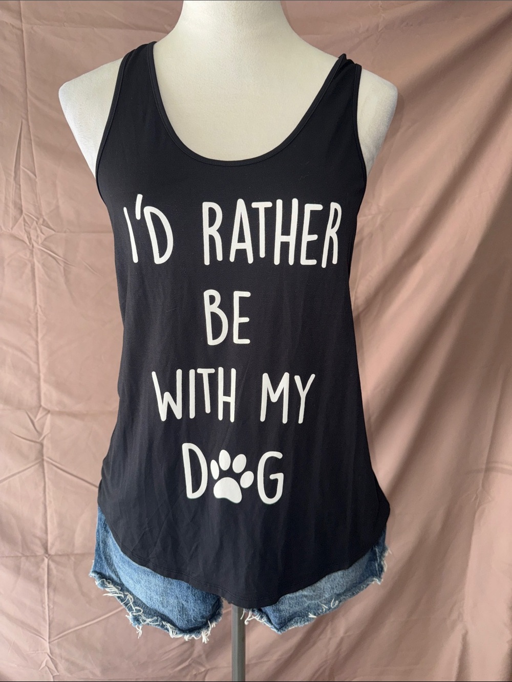 Black Women's Tank Top - "I'd Rather Be With My Dog"